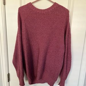 American Eagle pink sweater with slits by thumbs